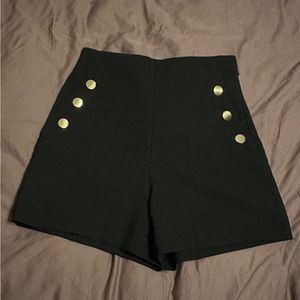 Zara high waisted black shorts with gold buttons